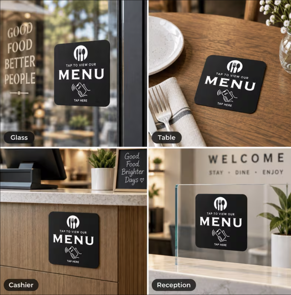 NFC Tap Menükarte – Black Edition